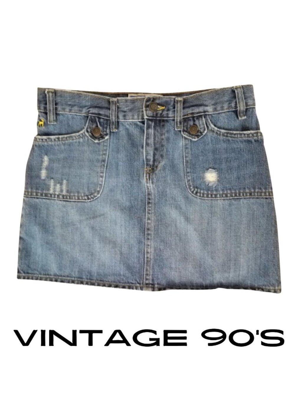 OLD NAVY Vintage 1990's Ultra Low Waist Denim Blue Jean Skirt Women's 4